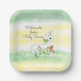 Plato De Papel Llama y Teddy Oso temática Baby Shower