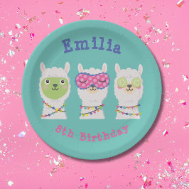 Plato De Papel Llamada de Spa fiesta, llama pajama