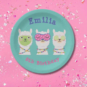 Plato De Papel Llamada de Spa fiesta, llama pajama