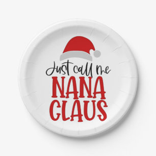 Plato De Papel Llámame Nana Claus Mamá de Navidad