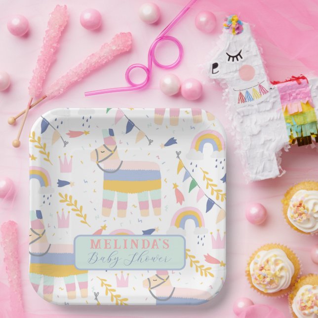 Plato De Papel Llaman a un chico lindo con Baby Shower arcoiris (Fiesta)