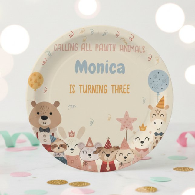 Plato De Papel Llamando a todos los animales de fiesta cumpleaños (Subido por el creador)