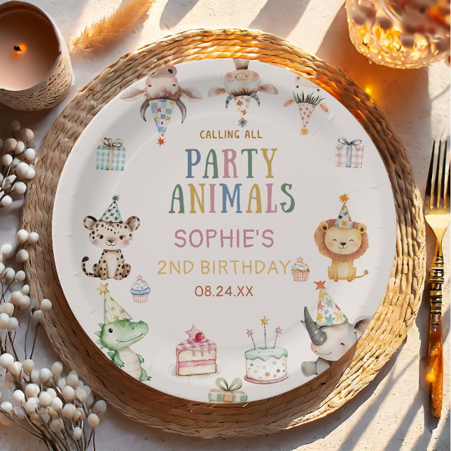 Plato De Papel Llamando a todos los animales de fiesta Cumpleaños (Subido por el creador)