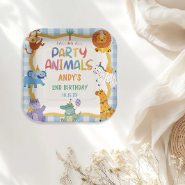 Plato De Papel Llamando a todos los animales de fiesta Cumpleaños