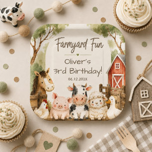 Plato De Papel Llamando a todos los animales de fiesta Cumpleaños