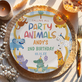Plato De Papel Llamando a todos los animales de fiesta de cumplea
