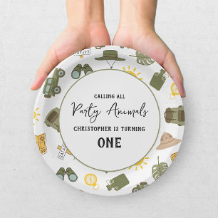 Plato De Papel Llamando a todos los animales de la fiesta Cumplea