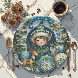 Plato De Papel Llamando a todos los duendes Copos de nieve Graniz