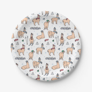Plato De Papel Llamas en modelo de esquí de los gorras y de las