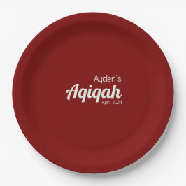 Plato De Papel Llanura de color rojo retro, Aqiqah Baby Shower