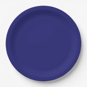 Plato De Papel Llanura Minimalista de color azul oscuro sólido