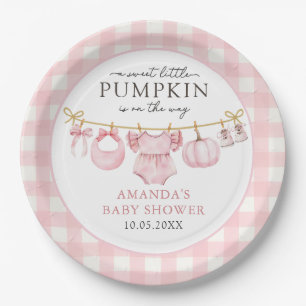 Plato De Papel Llave rosa de calabaza caída de papel Baby Shower