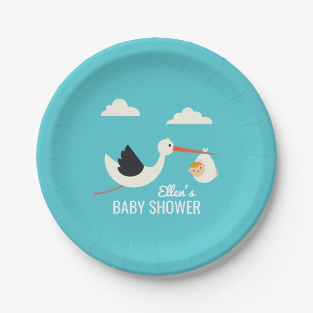 Plato De Papel Llegada de la cigüeña (Anverso)