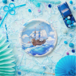 Plato De Papel Llegada de un pequeño marinero: Baby Shower de un 
