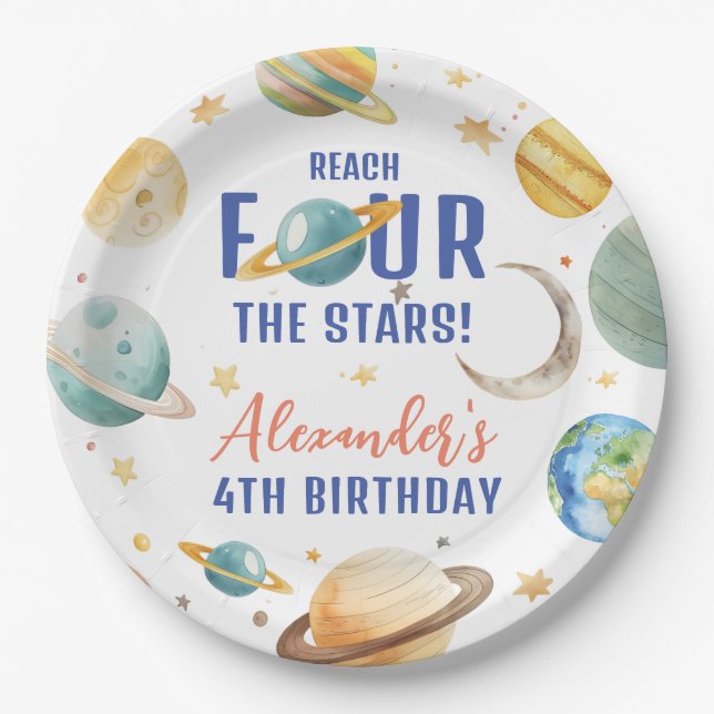 Plato De Papel Llegar a la Galaxia del Niño de las Cuatro Estrell (Anverso)