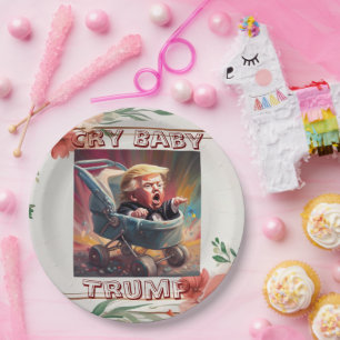 Plato De Papel Llorar el bebé con la placa de papel Trump