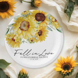 Plato De Papel Lluvia de Amor Bridal Shower Girasoles