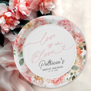 Plato De Papel Lluvia de Amor: Desayuno Nupcial Rosado Floral