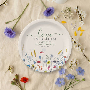 Plato De Papel Lluvia de Amor Pradera de Flores Silvestres Desayu