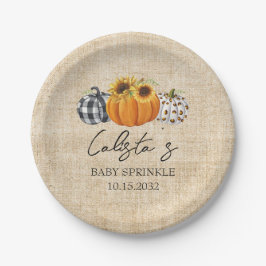 Plato De Papel Lluvia de Bebé Calabaza de Otoño Girasol Arpillera