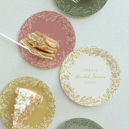 Plato De Papel Lluvia de Boda Floral Rosa Garden
