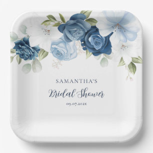 Plato De Papel Lluvia de boda moderna con guión floral en acuarel