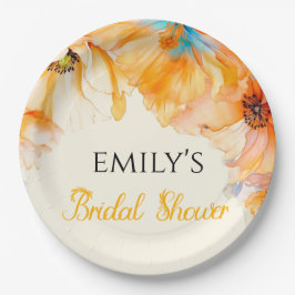 Plato De Papel Lluvia de color naranja en amapolas para la fiesta