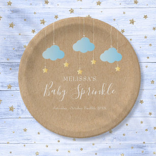 Plato De Papel Lluvia de Estrellas Rústicas para Niño