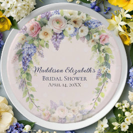 Plato De Papel Lluvia de Flores Nupciales de Primavera