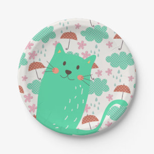 Plato De Papel Lluvia de gatos