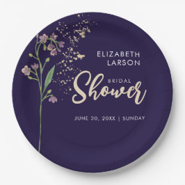 Plato De Papel Lluvia de Novia Acuarela Flor Silvestre con Hoja d