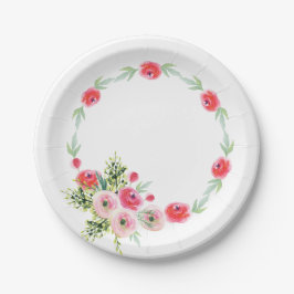 Plato De Papel Lluvia de Novia con Acuarela Floral de Corona Vint