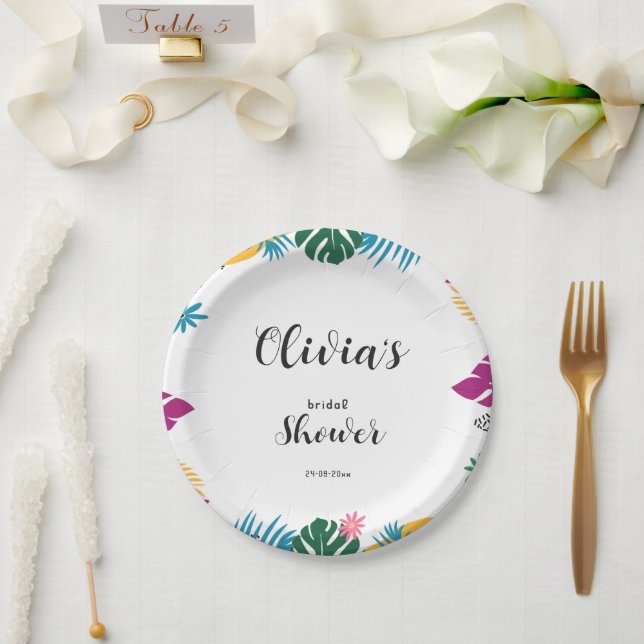 Plato De Papel Lluvia de Novia Hojas Multicolor (Boda)