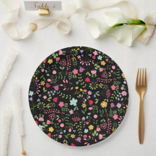 Plato De Papel Lluvia de Primavera para Boda Nupcias Negras