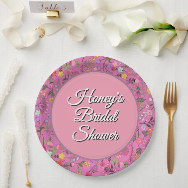Plato De Papel Lluvia de Primavera para Novia Flores Silvestres B (Boda)