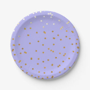 Plato De Papel Lluvia de Purpura y Dorado Moderno Bridal Shower