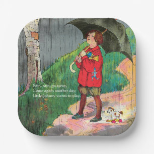 Plato De Papel Lluvia, lluvia, váyase - Rima madre de oca