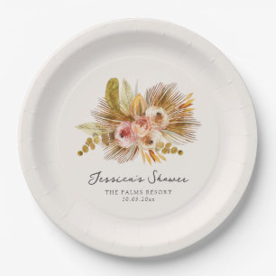 Plato De Papel Lluvia Nupcial Floral Tropical Vintage