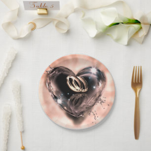Plato De Papel Lo que Dios ha juntado rosado Boda (Plata)