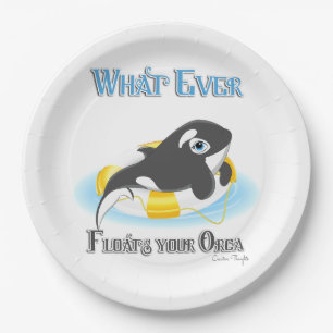 Plato De Papel Lo que sea que flote tu ballena orca