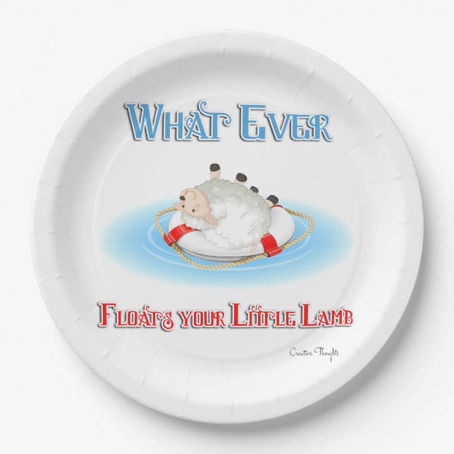 Plato De Papel Lo Que Sea Que Flote Tu Cordero Pequeño (Anverso)