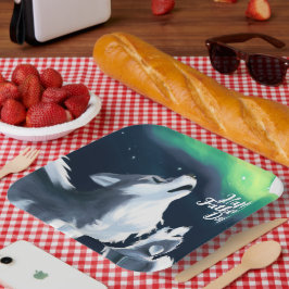 Plato De Papel Lobo lindo y cachorro en pleno día del padre de la