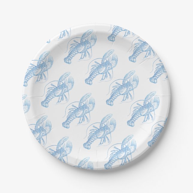 Plato De Papel Lobster azul (Anverso)