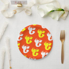 Plato De Papel Lobster blanco amarillo naranja 4Gayle
