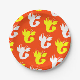 Plato De Papel Lobster blanco amarillo naranja 4Gayle