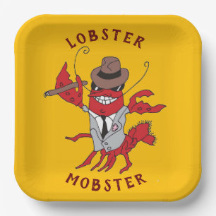 Plato De Papel Lobster Mobster 🦞 Funny Personalizado Gangster