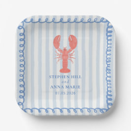 Plato De Papel Lobster Nautical Wedding Paper Plates