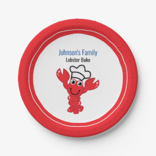 Plato De Papel Lobster Rojo Personalizado Chef Gorra Ilustracion