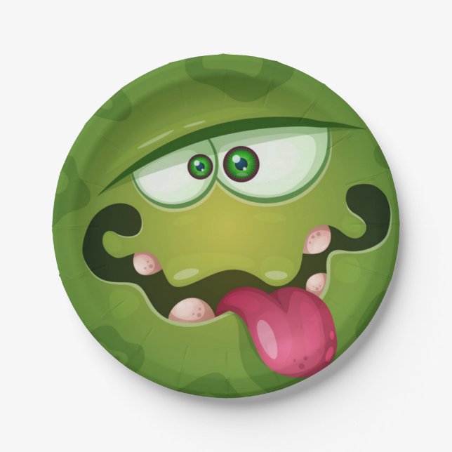 Plato De Papel Loco Monstruo Verde (Anverso)