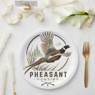 Plato De Papel Logo de Caza de Faisanes